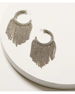 Wonderwest Women's Rhinestone Fringe Hoop Earrings -Modern Fashion Sales 2000383401 040 P2