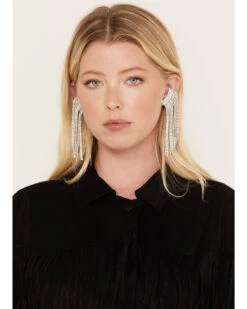 Wonderwest Women's Rhinestone Fringe Ear Crawler Earrings -Modern Fashion Sales 2000383402 040 P1