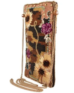 Mary Frances Women's Out On The Prairie Handmade Sunflower Embroidered Crossbody Phone Bag