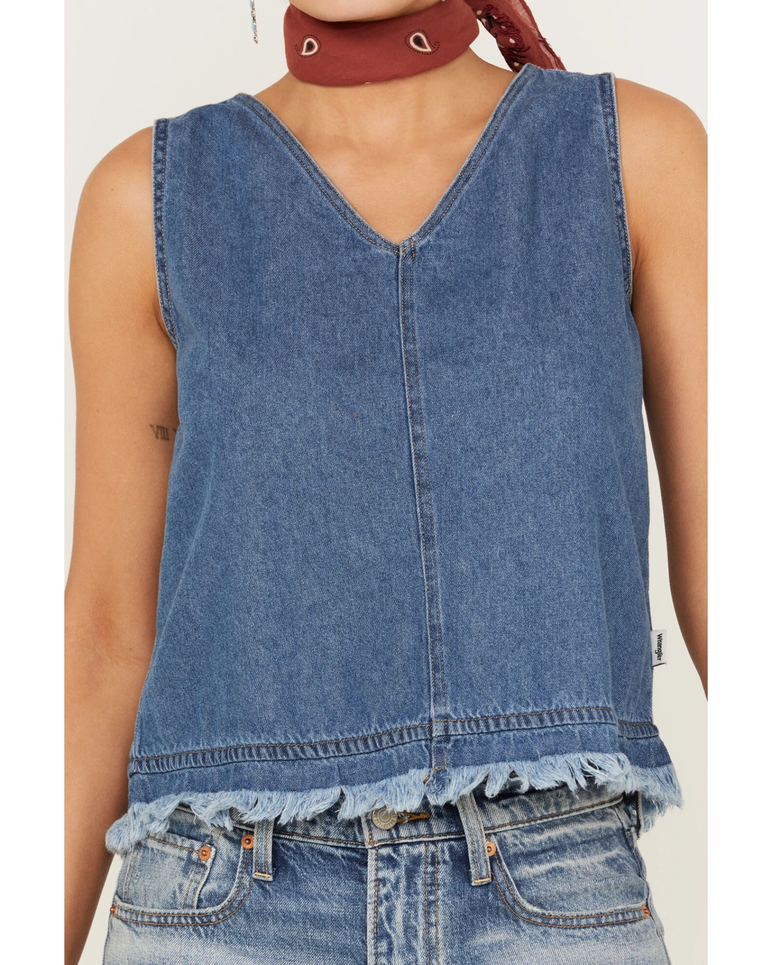 Wrangler Women's Denim Frayed Tank 2 Wrangler Women's Denim Frayed Tank - Image 2