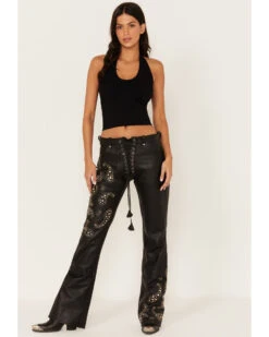 Boot Barn X Understated Leather Women's Rhinestone Studded Lace-Up Flare Leather Pants -Modern Fashion Sales 2000384215 001 P1
