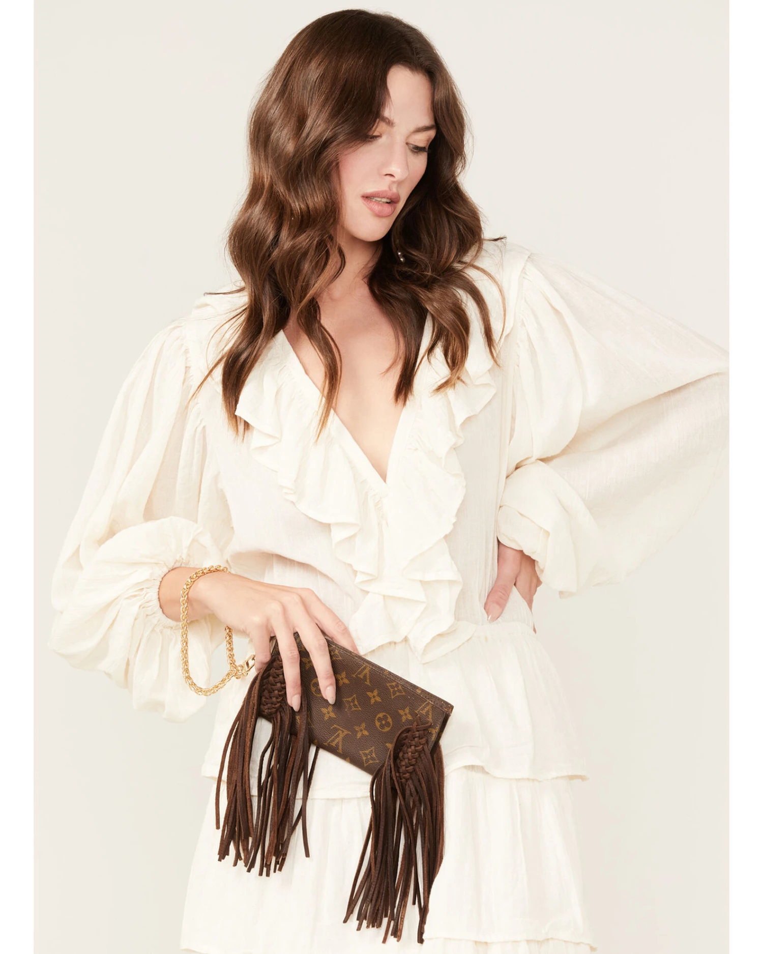 Vintage Boho Bags Women's Fringe Luxury Designer Monogram Logo Wristlet 3 Vintage Boho Bags Women's Fringe Luxury Designer Monogram Logo Wristlet - Image 3