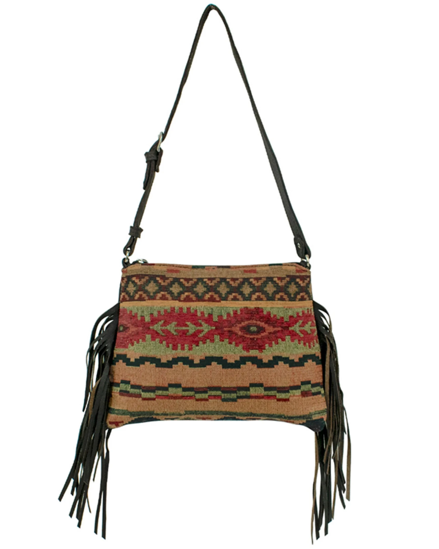 American West Women's Southwestern Tapestry Fringe Shoulder Bag 1 American West Women's Southwestern Tapestry Fringe Shoulder Bag
