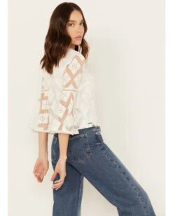 Shyanne Women's Diamond Embroidered Mesh Top -Modern Fashion Sales 2000386167 100 P4