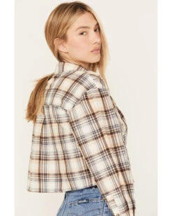 Cleo + Wolf Women's Plaid Print Cropped Shirt 6 Cleo + Wolf Women's Plaid Print Cropped Shirt -Modern Fashion Sales 2000386562 110 P4