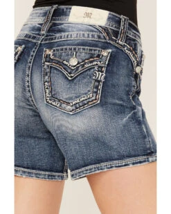 Miss Me Women's Dark Wash Mid Rise Border Cuffed Denim Shorts 7 Miss Me Women's Dark Wash Mid Rise Border Cuffed Denim Shorts -Modern Fashion Sales 2000387025 416 P2