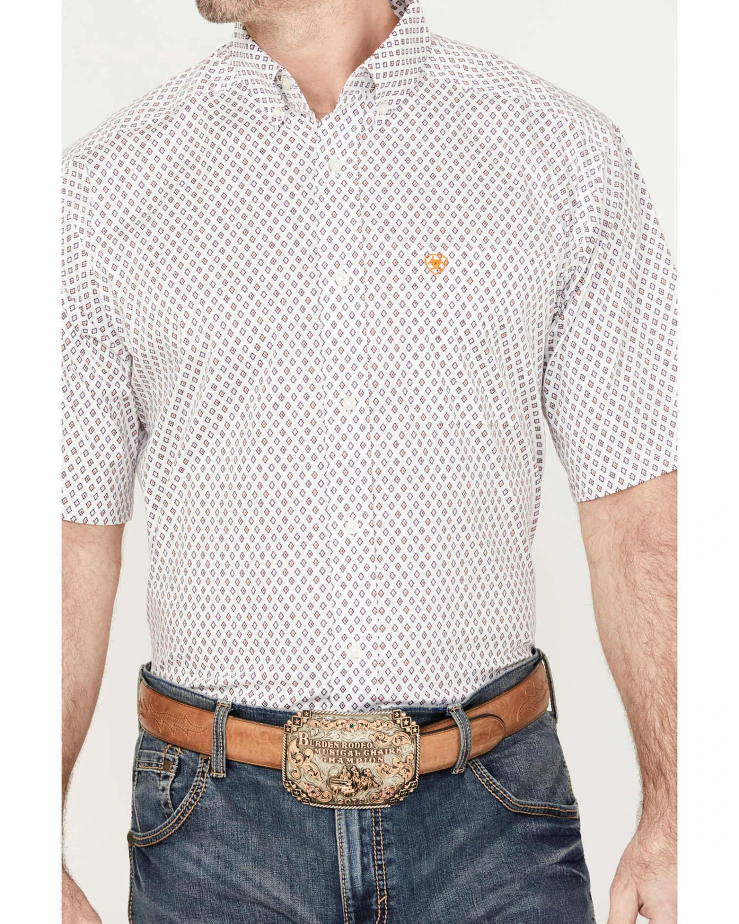 Ariat Men's Mayson Geo Print Classic Fit Short Sleeve Button Down Western Shirt 1 Ariat Men's Mayson Geo Print Classic Fit Short Sleeve Button Down Western Shirt