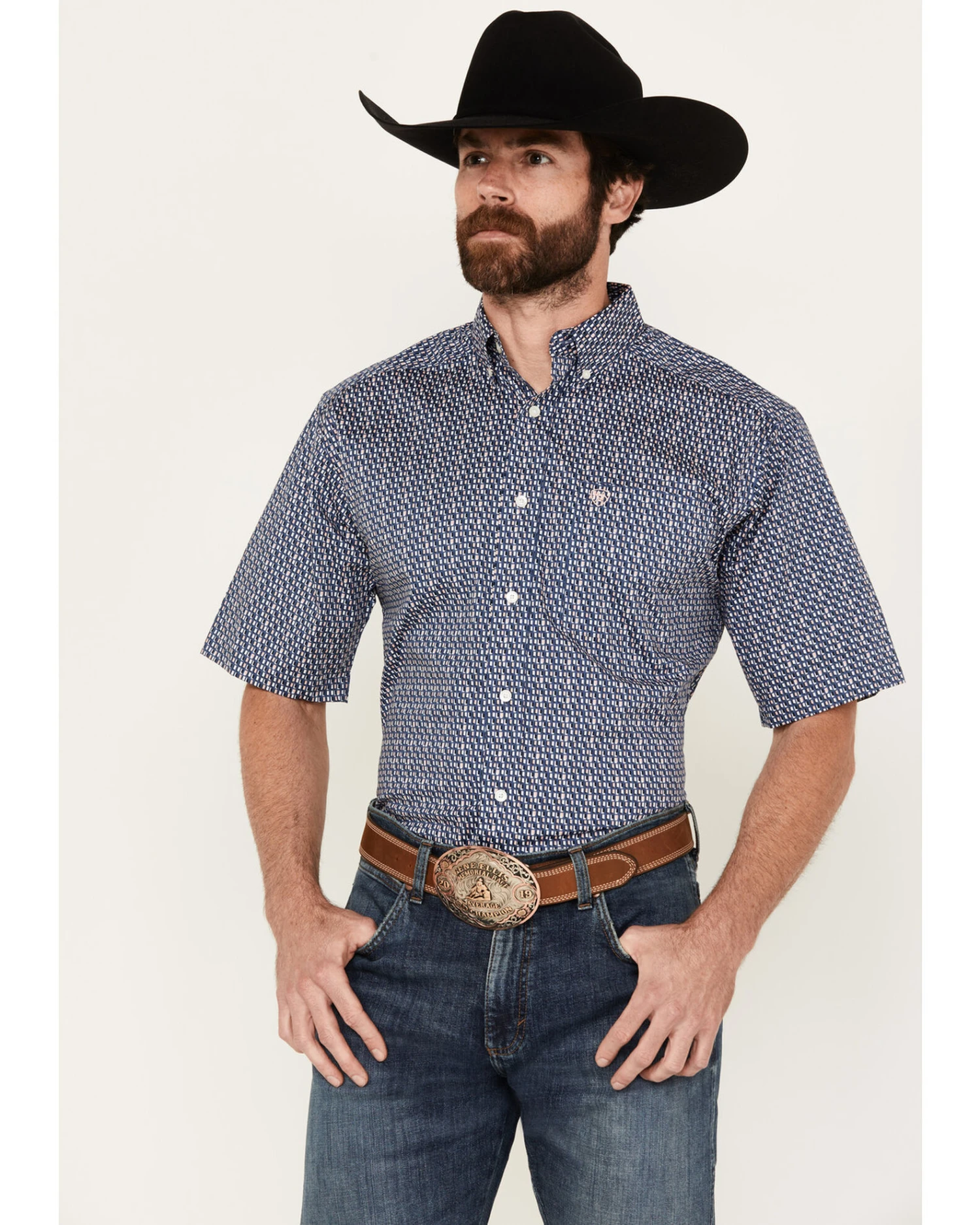 Ariat Men's Oziel Geo Print Short Sleeve Button-Down Shirt - Tall 4 Ariat Men's Oziel Geo Print Short Sleeve Button-Down Shirt - Tall - Image 4