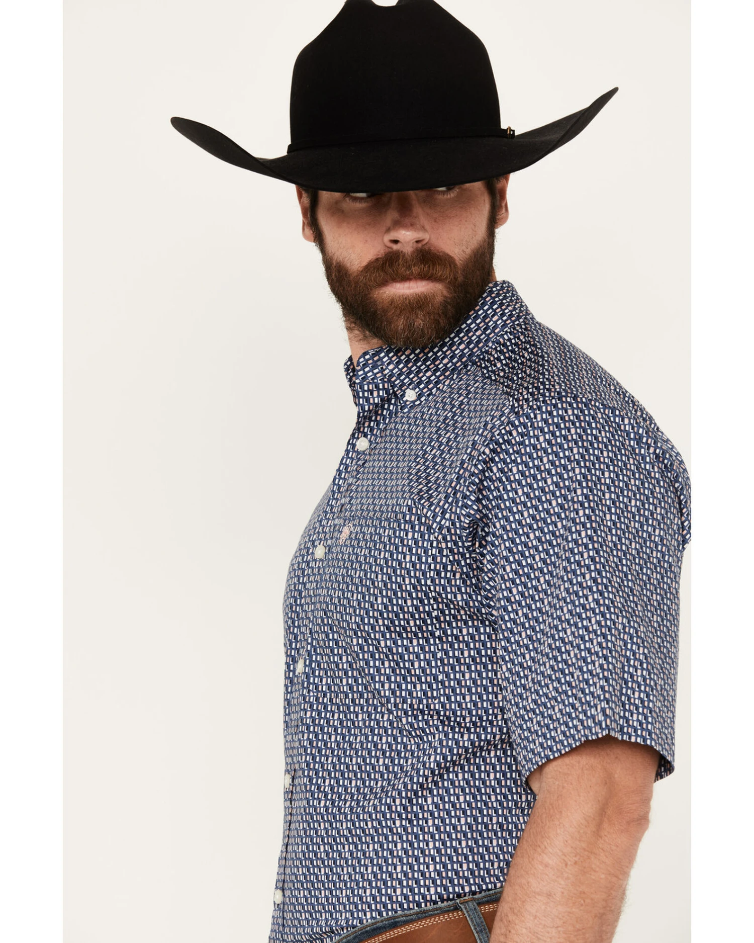 Ariat Men's Oziel Geo Print Short Sleeve Button-Down Shirt - Tall 2 Ariat Men's Oziel Geo Print Short Sleeve Button-Down Shirt - Tall - Image 2