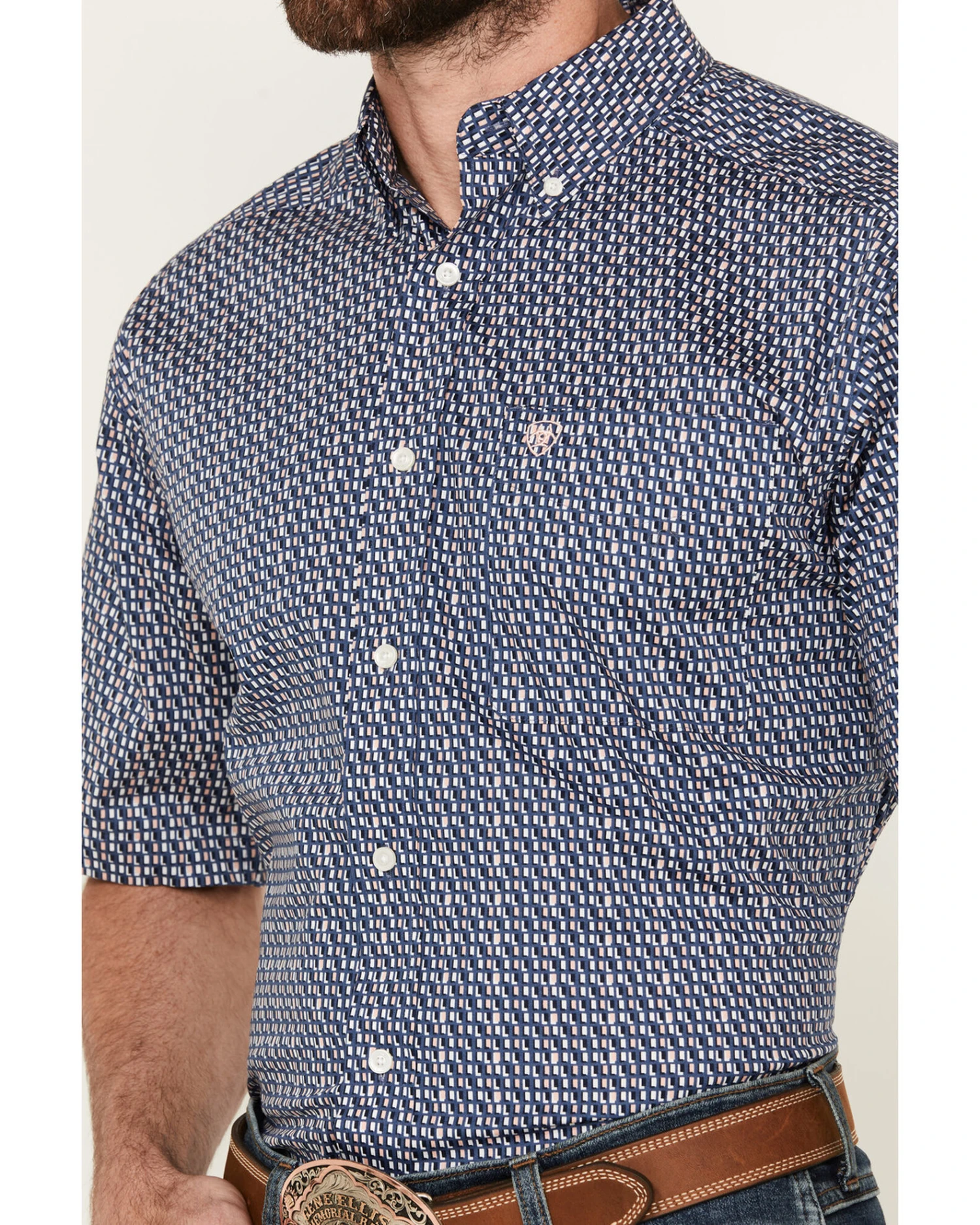 Ariat Men's Oziel Geo Print Short Sleeve Button-Down Shirt - Tall 3 Ariat Men's Oziel Geo Print Short Sleeve Button-Down Shirt - Tall - Image 3