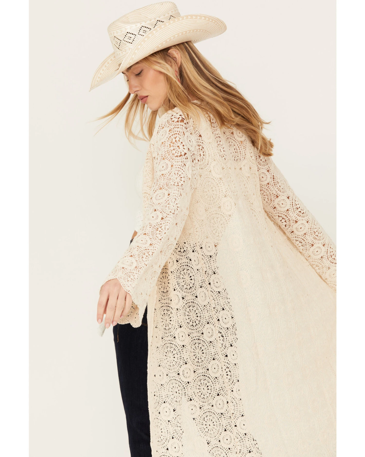 Miss Me Women's Crochet Long Sleeve Duster 4 Miss Me Women's Crochet Long Sleeve Duster - Image 4