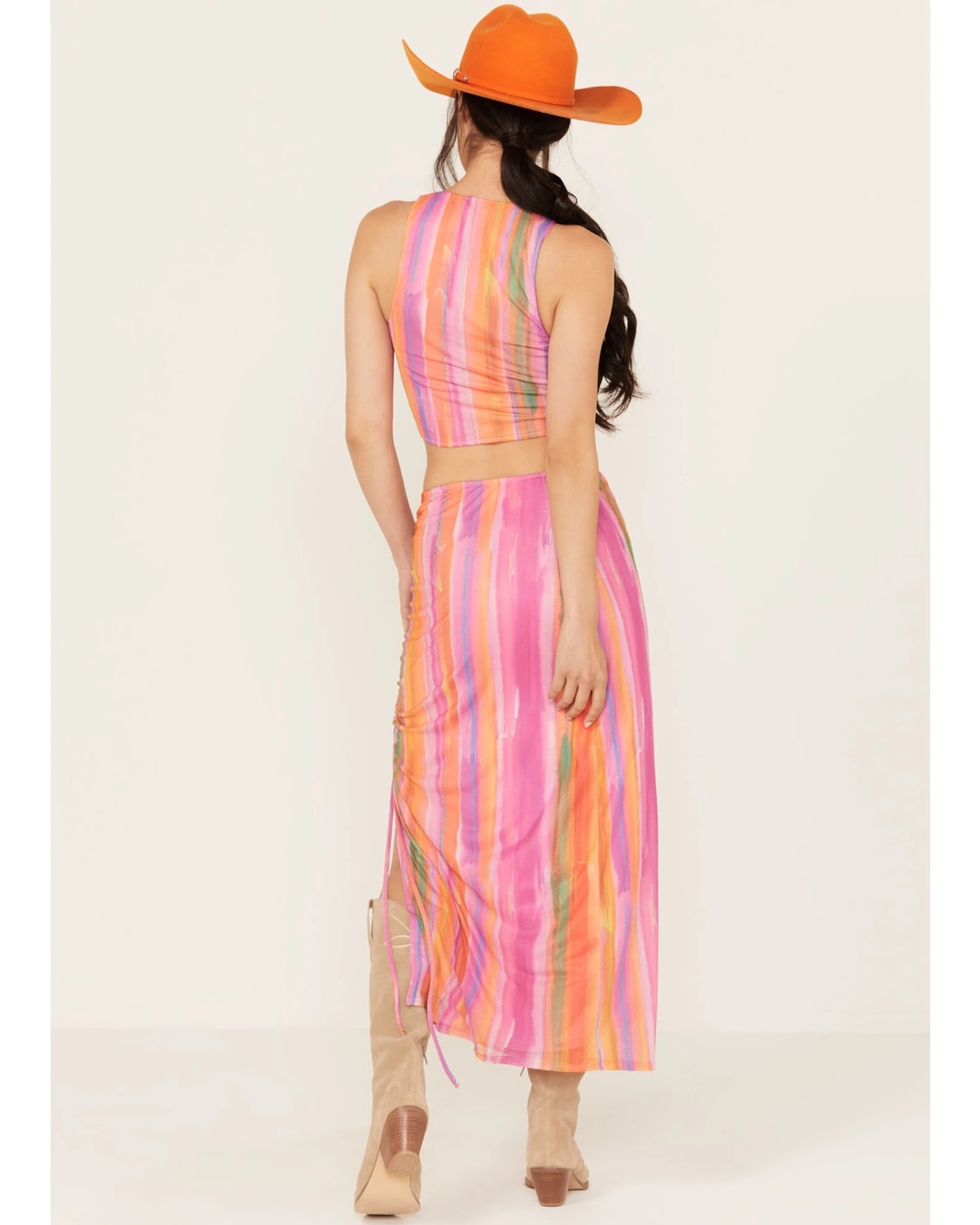 Show Me Your Mumu Women's Dazy Mesh Striped Midi Skirt 1 Show Me Your Mumu Women's Dazy Mesh Striped Midi Skirt