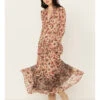 Free People Women's See It Through Floral Long Sleeve Maxi Dress