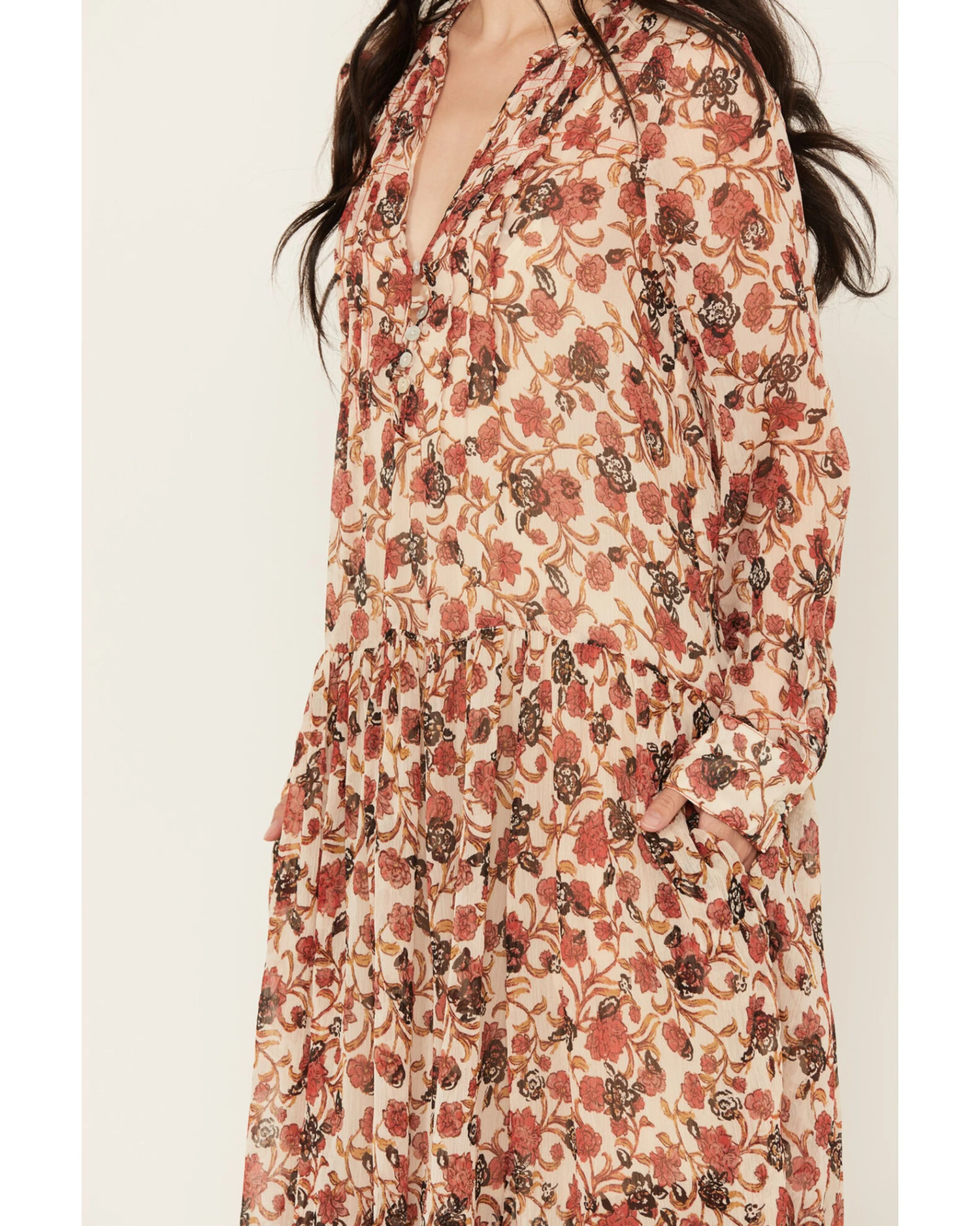 Free People Women's See It Through Floral Long Sleeve Maxi Dress 2 Free People Women's See It Through Floral Long Sleeve Maxi Dress - Image 2