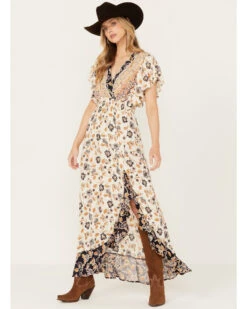 Angie Women's Flutter Sleeve Floral Border Print Dress -Modern Fashion Sales 2000391056 900 P2