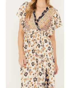 Angie Women's Flutter Sleeve Floral Border Print Dress -Modern Fashion Sales 2000391056 900 P3