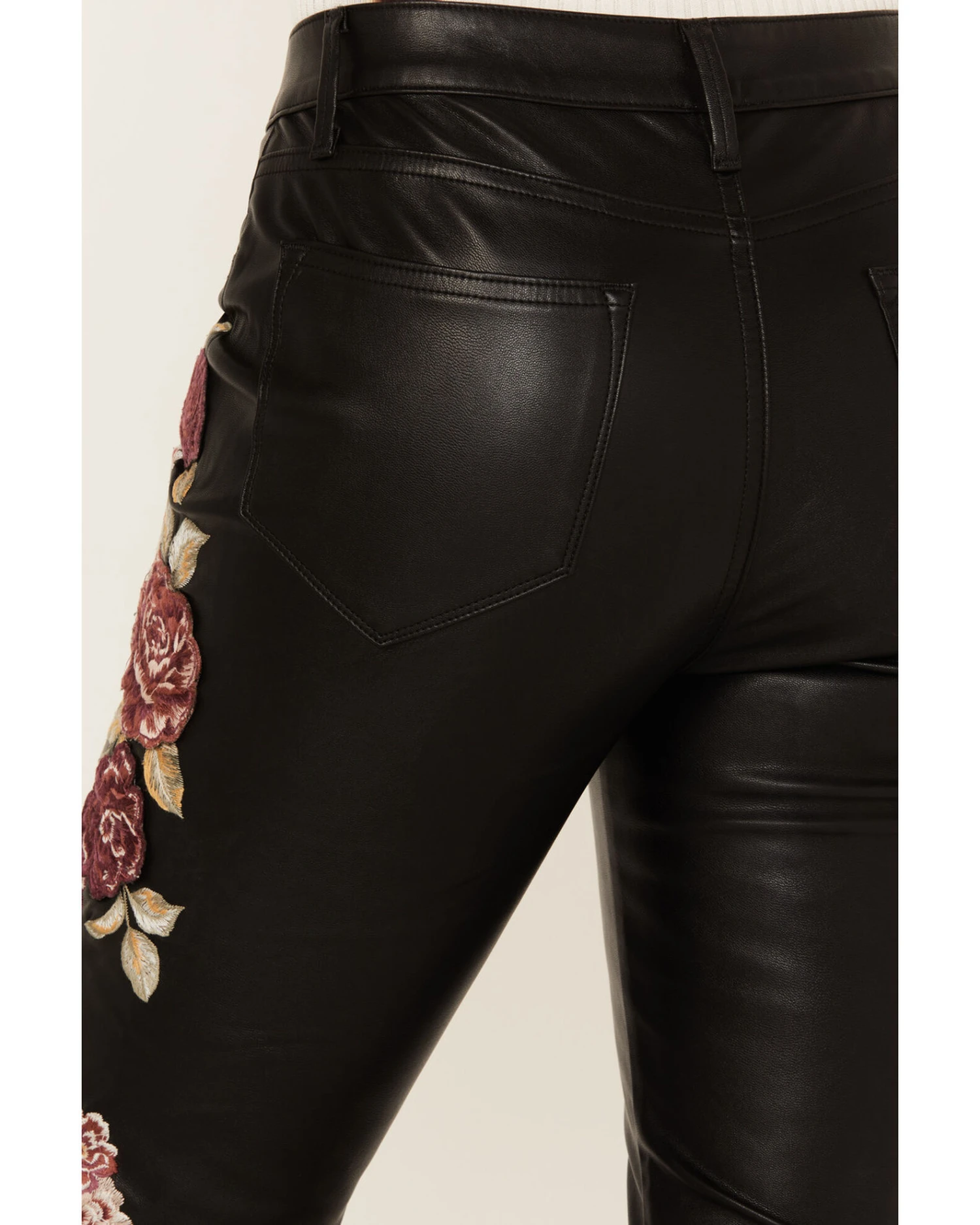 Driftwood Women's High Rise Vegan Leather Fallen Roses Flare Pants 2 Driftwood Women's High Rise Vegan Leather Fallen Roses Flare Pants - Image 2