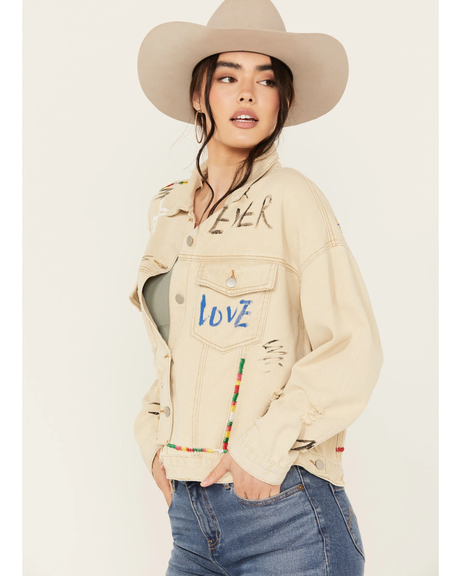 POL Women's Drawing Embellished Jacket 3 POL Women's Drawing Embellished Jacket - Image 3