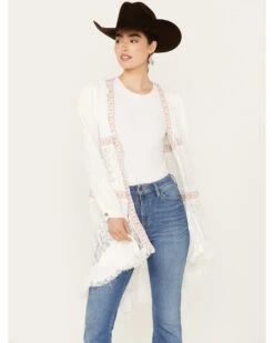 POL Women's Tiered Ditsy Print Long Sleeve Kimono 6 POL Women's Tiered Ditsy Print Long Sleeve Kimono -Modern Fashion Sales 2000393565 100 P1