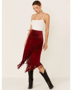 Scully Women's Suede Leather Fringe Skirt -Modern Fashion Sales 225D49 70 P1