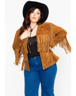 Liberty Wear Women's Suede Fringe Jacket - Plus -Modern Fashion Sales 225J41 41 P1
