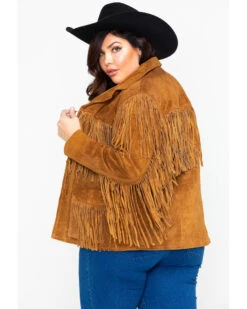 Liberty Wear Women's Suede Fringe Jacket - Plus -Modern Fashion Sales 225J41 41 P2