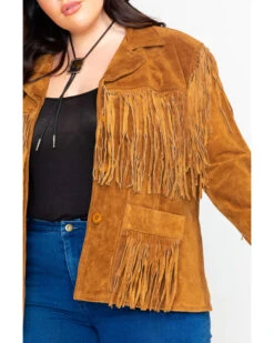 Liberty Wear Women's Suede Fringe Jacket - Plus -Modern Fashion Sales 225J41 41 P5