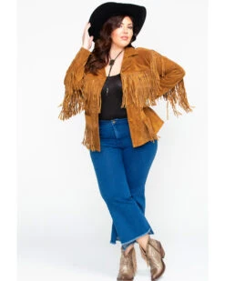Liberty Wear Women's Suede Fringe Jacket - Plus -Modern Fashion Sales 225J41 41 P6