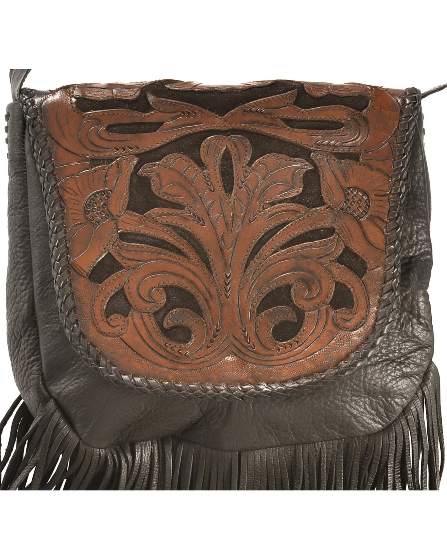 Kobler Leather Black Hand-Tooled Antique Finish Bag 4 Kobler Leather Black Hand-Tooled Antique Finish Bag - Image 4