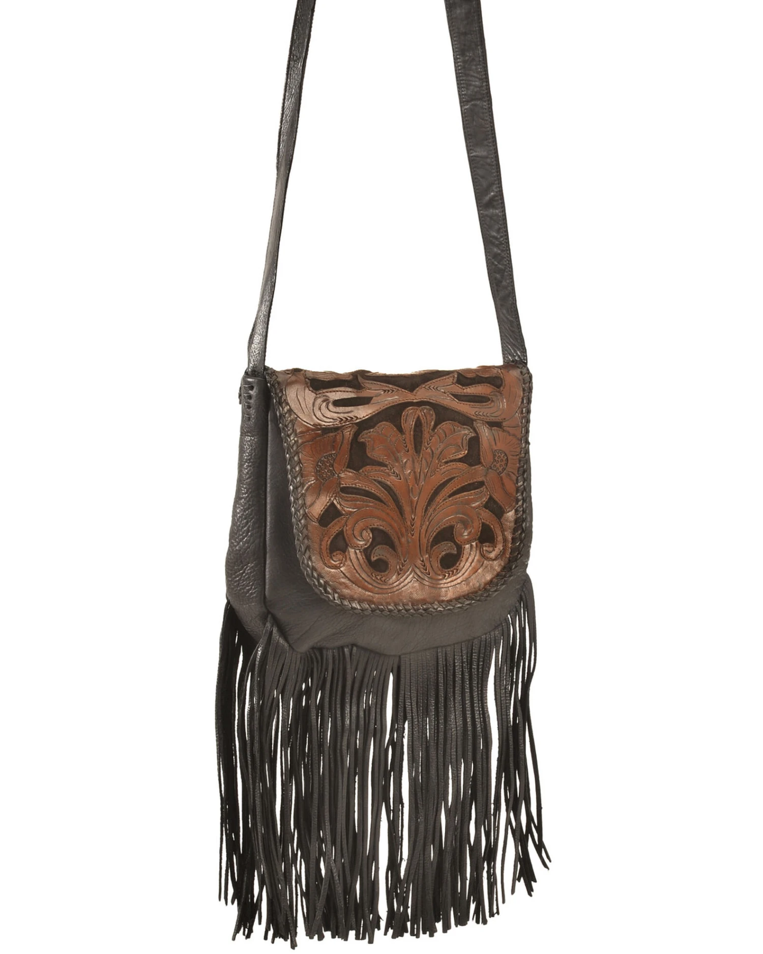 Kobler Leather Black Hand-Tooled Antique Finish Bag 1 Kobler Leather Black Hand-Tooled Antique Finish Bag