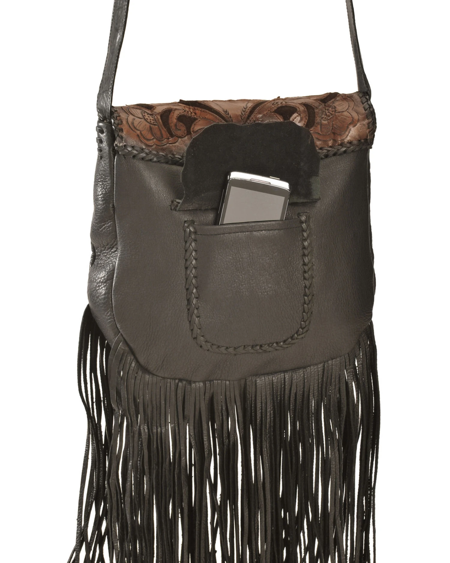 Kobler Leather Black Hand-Tooled Antique Finish Bag 6 Kobler Leather Black Hand-Tooled Antique Finish Bag - Image 6