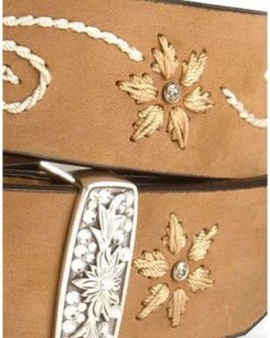 Nocona Belt Co. Women's Floral Stitched Leather Belt -Modern Fashion Sales 258A25 41 D1